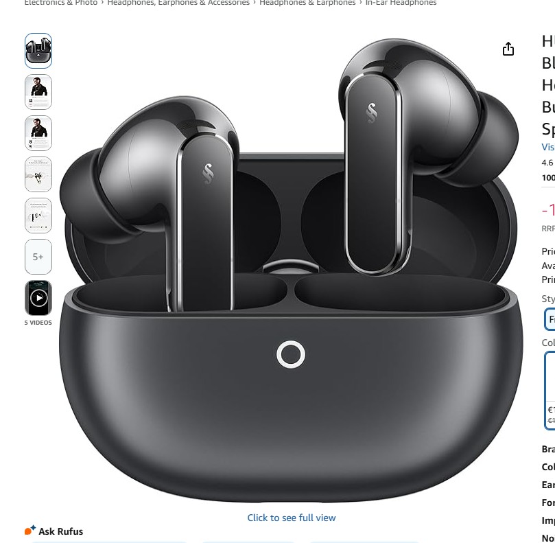 Schwarze In-Ear-Kopfhörer mit Ladecase